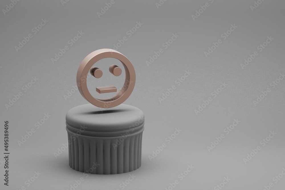 Poster Beautiful abstract illustrations Sentiment Neutral symbol icons on a column and wonderful background. 3d rendering illustration. Background pattern for design.