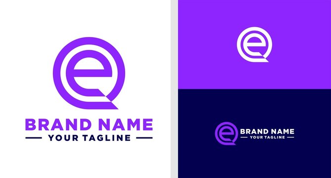 QE LOGO MONOGRAM LINE MODERN EDITABLE