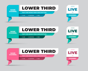 Vector lower third on origami legs for news information, title, channel name.