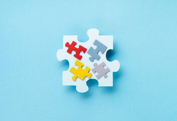 World Autism Awareness Day, ASD, Caring, Speak out, Campaign, Togetherness concept on blue background.