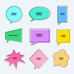 Set of colored speech bubbles for quotes with a stroke.