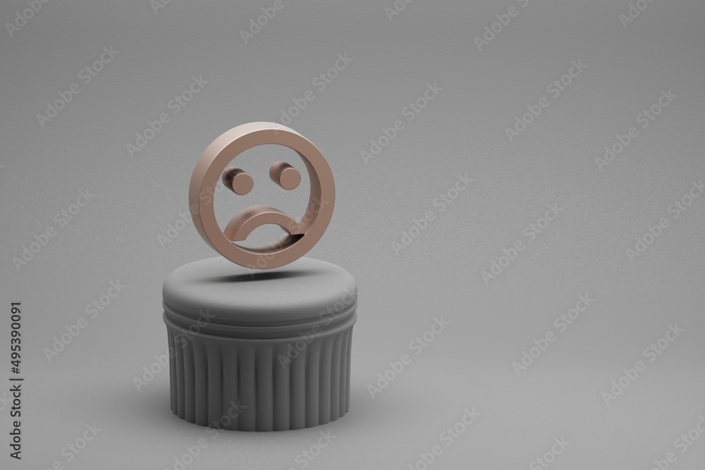 Poster Beautiful abstract illustrations Emoji Emotions symbol icons on a column and wonderful background. 3d rendering illustration. Background pattern for design.