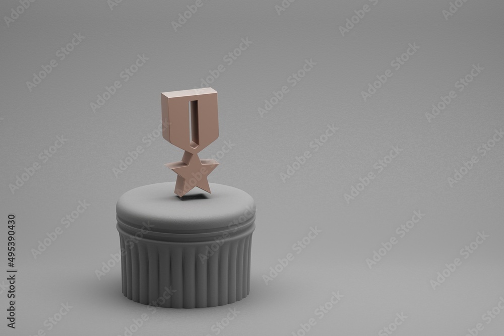 Aufkleber Beautiful abstract illustrations medal badge symbol icons on a column and wonderful background. 3d rendering illustration. Background pattern for design.