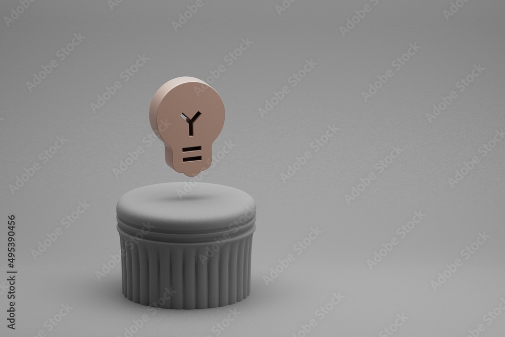 Poster beautiful abstract illustrations light bulb symbol icons on a column and wonderful background. 3d re