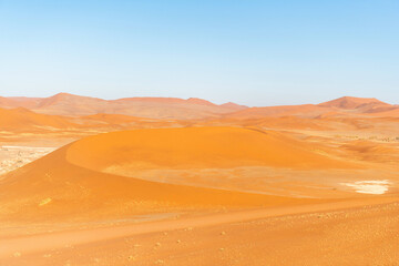 Sunny day in the Namibia, empty desert.