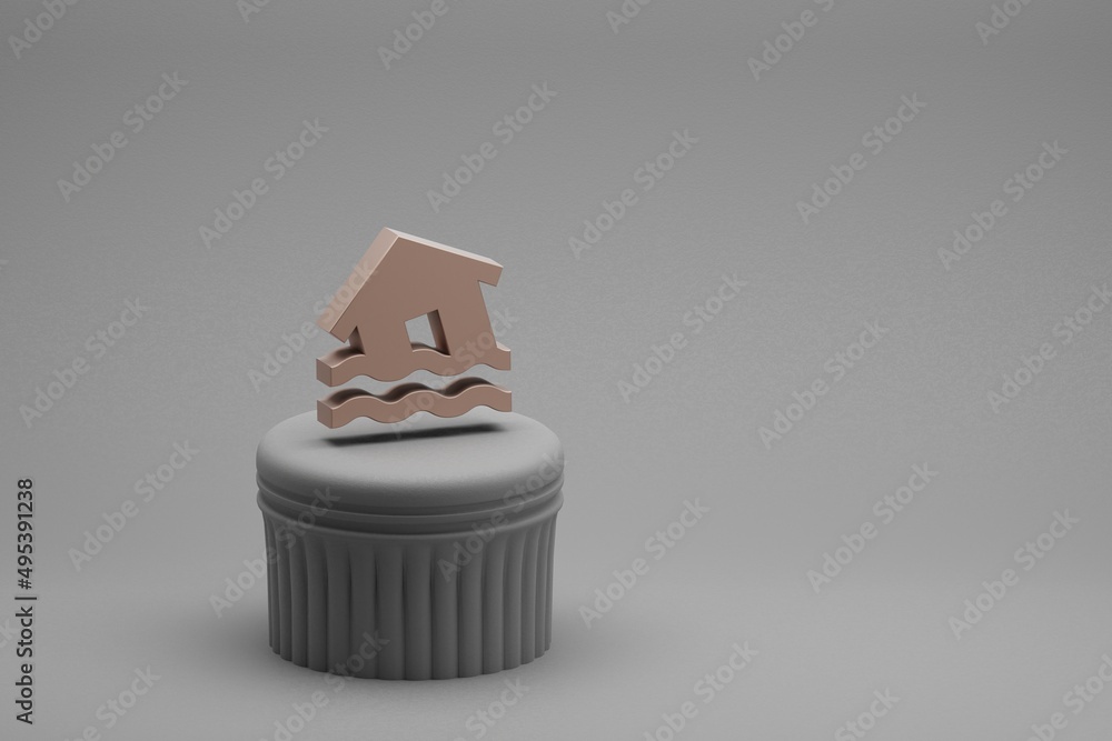 Aufkleber Beautiful abstract illustrations Flood symbol icons on a column and wonderful background. 3d rendering illustration. Background pattern for design.