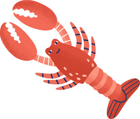 Funny Lobster Childish Cartoon Illustration