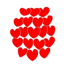 A set of vector hearts for Valentine s Day. A collection of red hearts isolated on a white background.