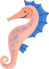 Cute Seahorse Childish Cartoon Illustration