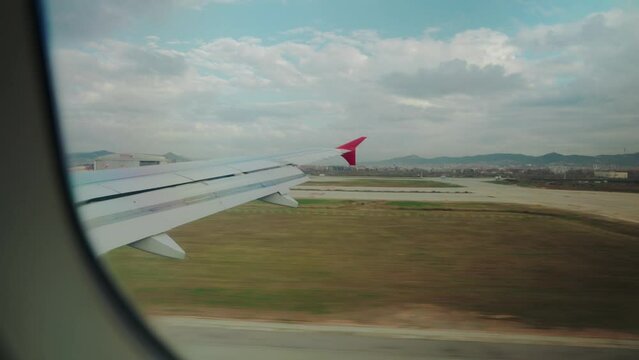 Airbus a320 aircraft Landing at Barcelona Airport.