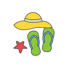 Beach vacation icon in color icon, isolated on white background 