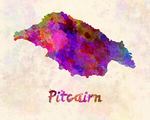 watercolor map pitcairn