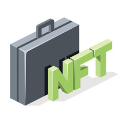 Case NFT. Vector 3d line isometric, color web icons, new flat style. Creative design idea for infographics.