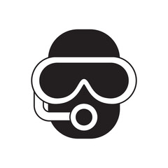 Diving, scuba, snorkel icon in black flat glyph, filled style isolated on white background