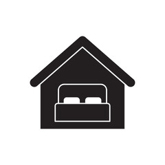 Accommodation, hostel, hotel icon in black flat glyph, filled style isolated on white background
