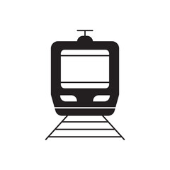Train travel icon in black flat glyph, filled style isolated on white background