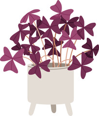 Modern Trendy House Plant in Pot Colored Illustartion