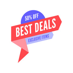 Sale banner design template. Flat origami speech bubble special offer discount vector illustration.