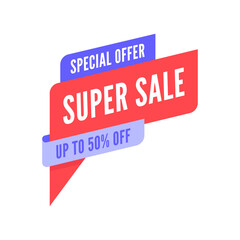 Sale banner design template. Flat origami speech bubble special offer discount vector illustration.