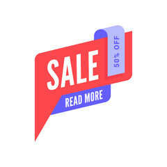 Sale banner design template. Flat origami speech bubble special offer discount vector illustration.