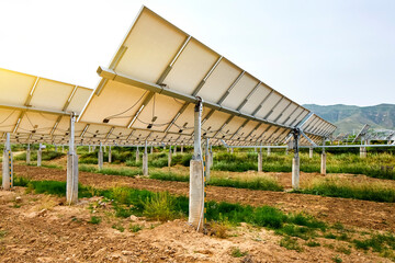 Fototapeta na wymiar Rear view of solar photovoltaic panel