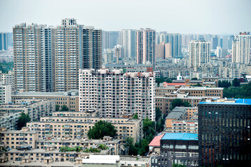 Fototapeta na wymiar Aerial view of buildings in a Chinese city