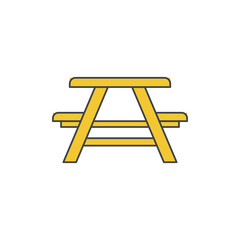 Picnic area, picnic table icon in color icon, isolated on white background 