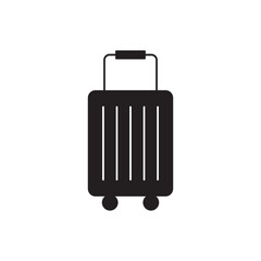 Bag, travel suitcase icon in black flat glyph, filled style isolated on white background