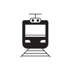 Train travel icon in black flat glyph, filled style isolated on white background