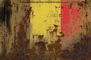 Belgium Flag on a Dirty Rusty Grunge Metallic Surface