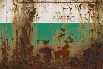Bulgaria Flag on a Dirty Rusty Grunge Metallic Surface