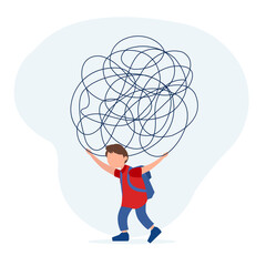 Vector of a stressed confused boy