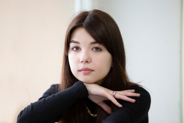 Beautiful teen girl closeup.Fifteen year old girl.