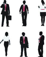 business people set | business-people-silhouettes | black and white people | shadow people