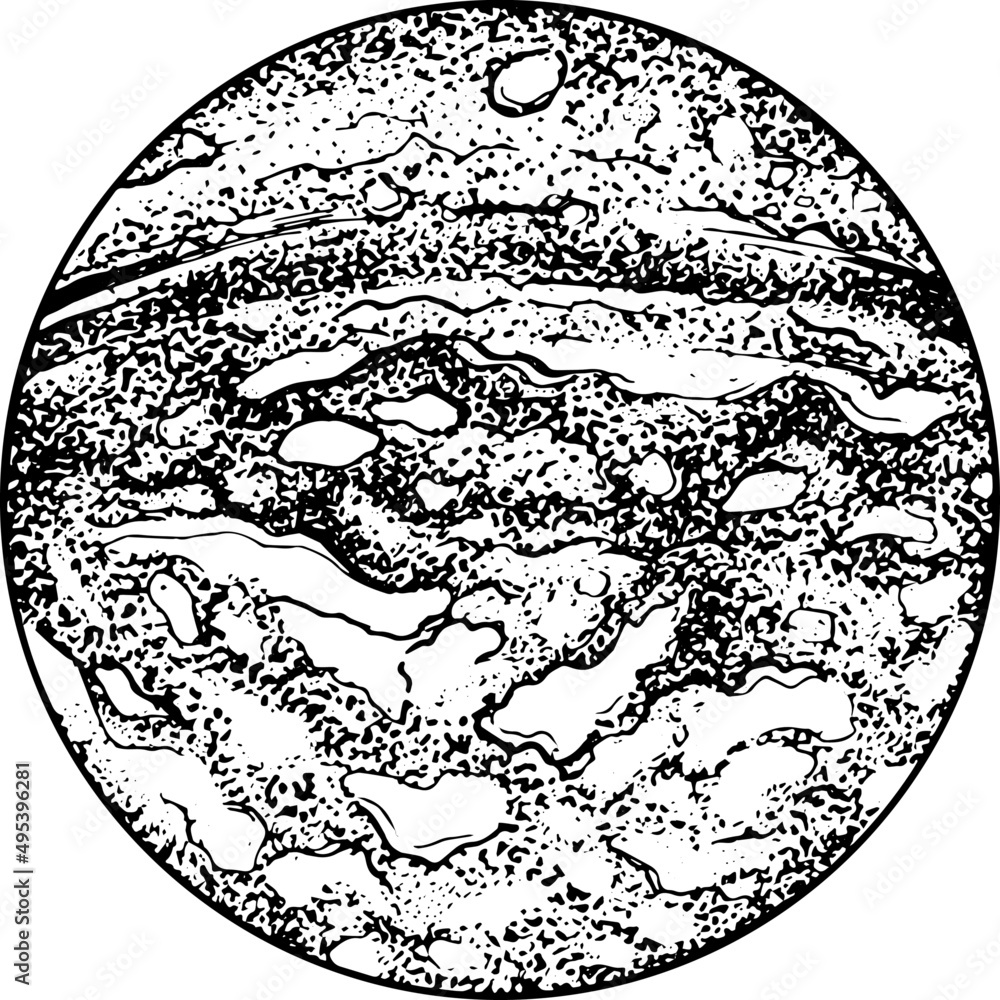 Wall mural solar system planet hand drawn monochrome illustration