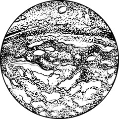 Solar System Planet Hand Drawn Monochrome Illustration © Good Studio
