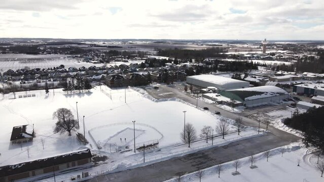 Sporting recreational centre Centennial Park Virgil Ontario aerial