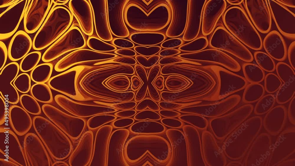 Poster Kaleidoscopic pattern of distorted contour lines 3d rendering loop animation HD
