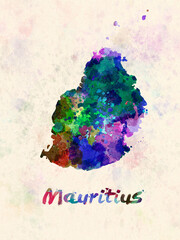 watercolor map mauritius