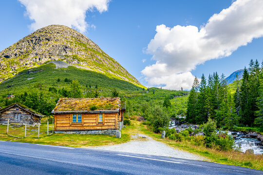 Cabin by the road in the mountens Norway Trollstigen