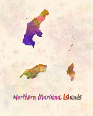 watercolor map northen mariana islands