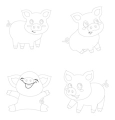 Cute Little Piggy - Outlines
