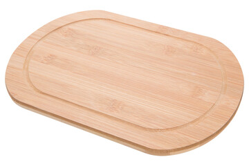 oval bamboo board for cutting or serving, on a white background