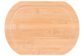 oval bamboo cutting board, for cutting or serving, flat lay, on a white background