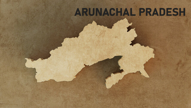 Arunachal Pradesh map 3d rendered illustration 