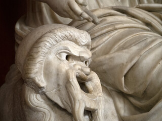 roman sculpture faun head detail