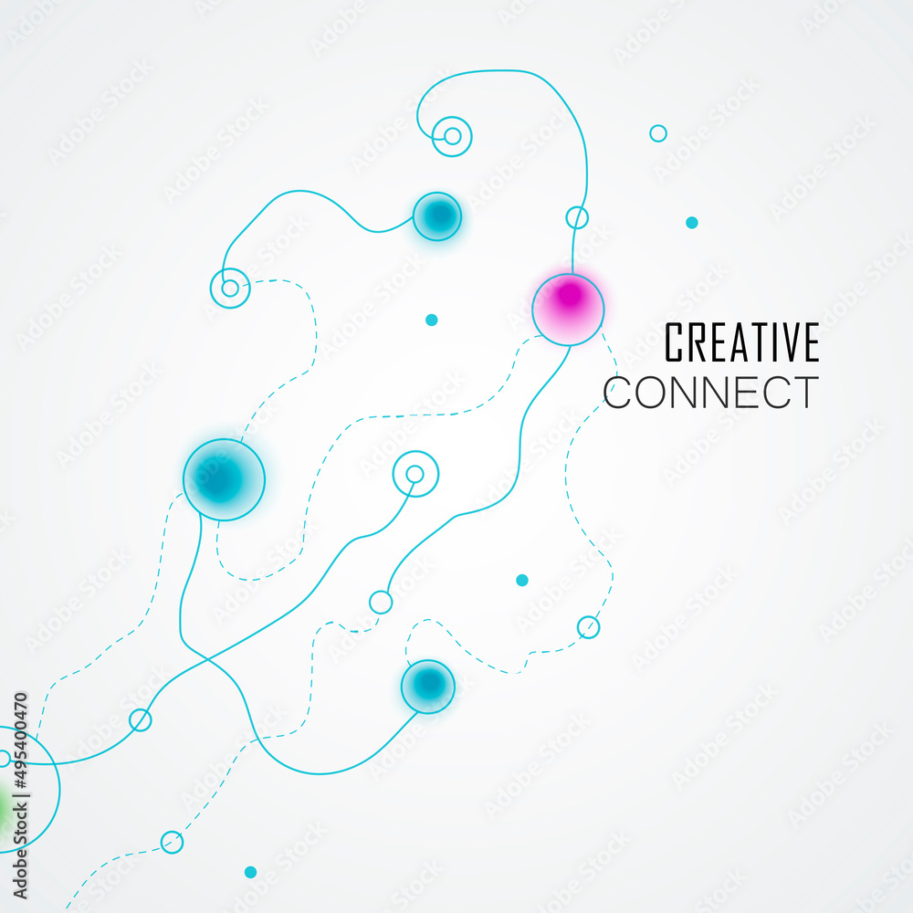 Leinwandbilder Abstract graphic design with connection background. Vector color illustration structure. Smooth wavy lines