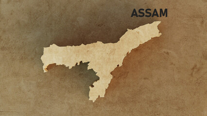 Assam map 3d rendered illustration 