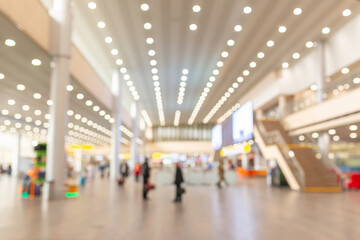 Abstract background. Blurred image of aeroport interior. Out of focus photo of high-tech building