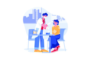 Doctor Doing Corona Test of The Girl Illustration concept